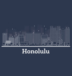 Outline Honolulu Hawaii City Skyline With White