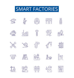 Smart Factories Line Icons Signs Set Design