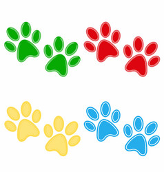 Set Colorful Cute Paw Print Icon Symbol Template