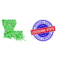 Bicolor Louisiana State Textured Seal Stamp