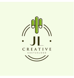 Jl Initial Letter Green Cactus Logo