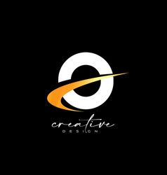 O Letter Logo Design With Creative Golden Swoosh