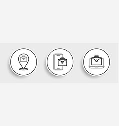 Set Line Online Working And Freelancer Icon