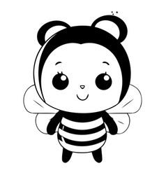 Cute Cartoon Bee Character On A Yellow Background