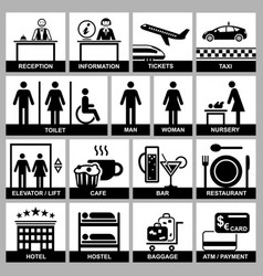 Hotel And Station Icons Set