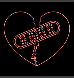 Neon Heart With Patch Connecting Two Halves Icon