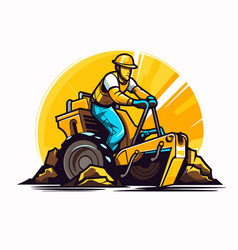 Tractor Construction Worker With Excavator