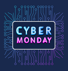 Cyber Monday Neon Pink And Blue Promotion Banner