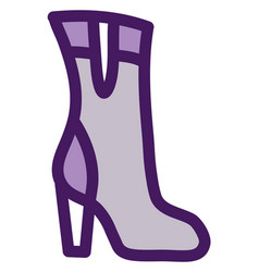 Purple High Heeled Boot On A White Background