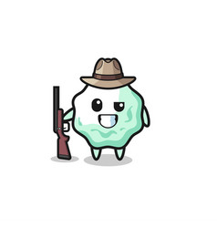 Chewing Gum Hunter Mascot Holding A Gun