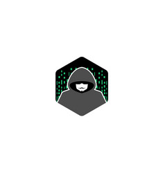 Hacker Hidden Face Hexagon Logo