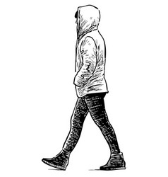 Sketch Of Casual Urban Pedestrian In Jacket