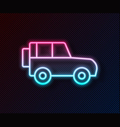 Glowing Neon Line Off Road Car Icon Isolated