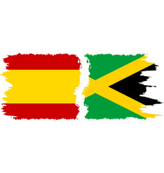 Jamaica And Spain Grunge Flags Connection