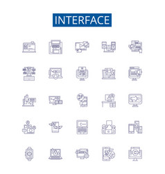 Interface Line Icons Signs Set Design Collection