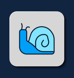 Filled Outline Snail Icon Isolated On Blue