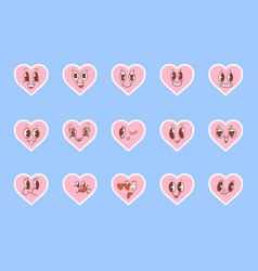 Kawaii Hearts Set Of Cute Emoji Icons Stickers