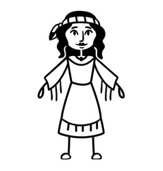 Native American Girl Standing Doodle