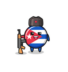 Cute Cuba Flag Cartoon As Russian Army