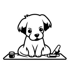 Cute Puppy With Paint Brush And Palette In