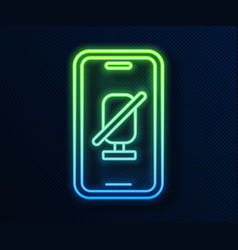 Glowing Neon Line Mute Microphone On Mobile Phone