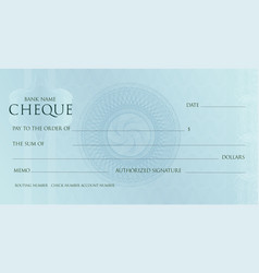 Money Check Template Chequebook Paper Blank Blue