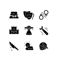 Movie Categories Black Glyph Icons Set On White