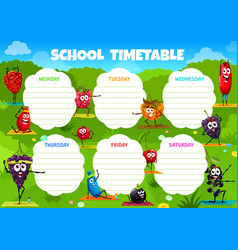 Timetable Schedule With Berry Characters On Yoga