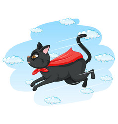 Black Cat In Red Cape Flying