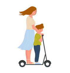 Mother And Son On Electric Scooter