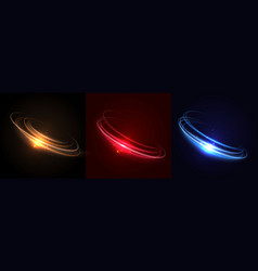 Set Of Light Blue Gold Red Spiral Glowing Neon