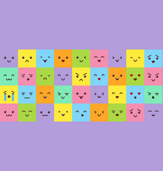 Emotion Smile Cartoon Square Big Flat Emoji Set