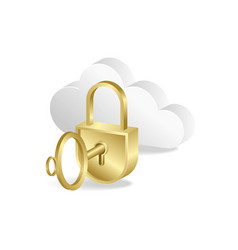 Flat Isometric 3d Of Cloud Server Security Lock