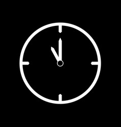 White Thin Line Clock Icon 11 Oclock