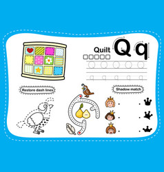 Alphabet Letter Q - Quilt Exercise With Cartoon