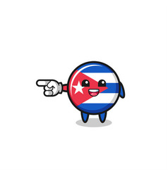 Cuba Flag Cartoon With Pointing Left Gesture