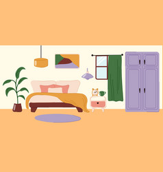 Doodle Flat Interior Of Bedroom Living