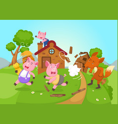 Isolated Fairy Tale Three Little Pigs