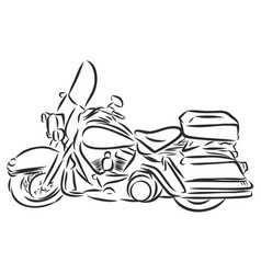 Silhouette Old Motorcycle Profile View Sketch