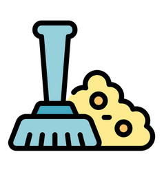 Trash Bag Brush Icon Flat