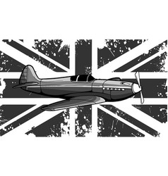 Monochromatic Fighter Airplane With Uk Flag