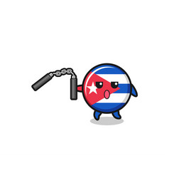 Cartoon Of Cuba Flag Using Nunchaku