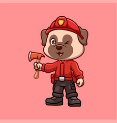 Firefighter Pub Dog Cute Cartoon