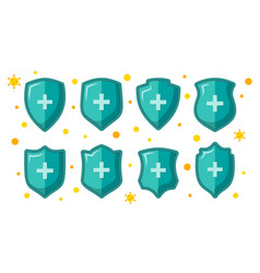 Shield Strong Prevention Security Immune Icon Set