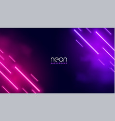 Abstract Neon Light Rain With Smoke Background