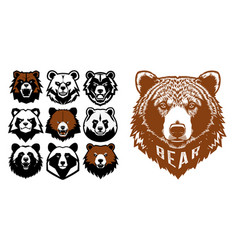 Bear Head Mascot Collection Black Outline Logo