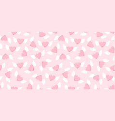 Pink Seamless Pattern With Winged Hearts Flat