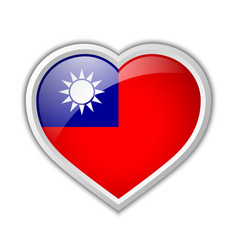 Taiwanese Flag Heart Shaped Badge Isolated