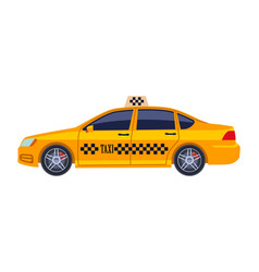 Taxi Icon Yellow Car Side View With Black Square