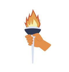 Torches With Burning Flame In Hand Symbol